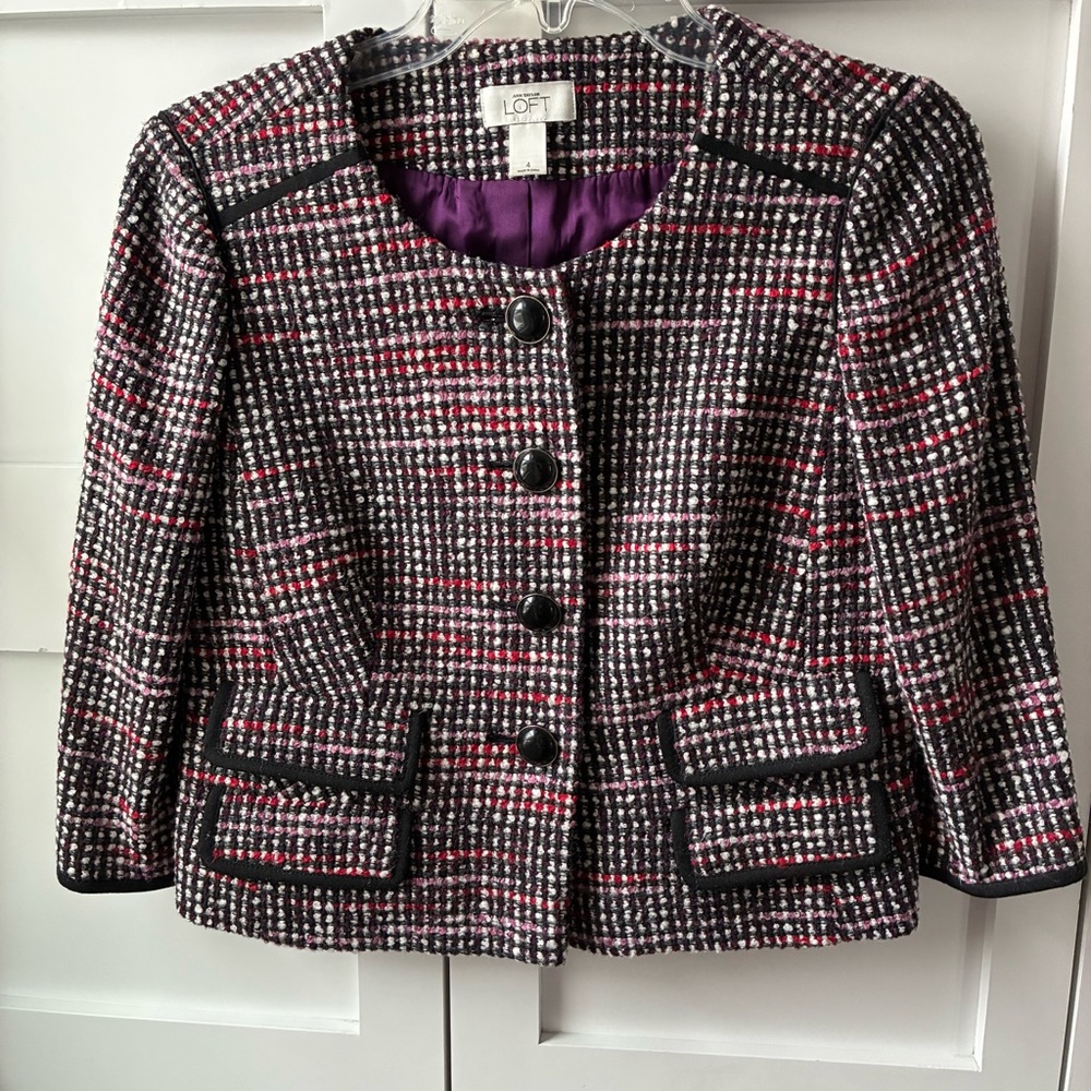 Women's Cropped Tweed Blazer Lady Jacket